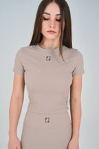 Top Abstratto Beige