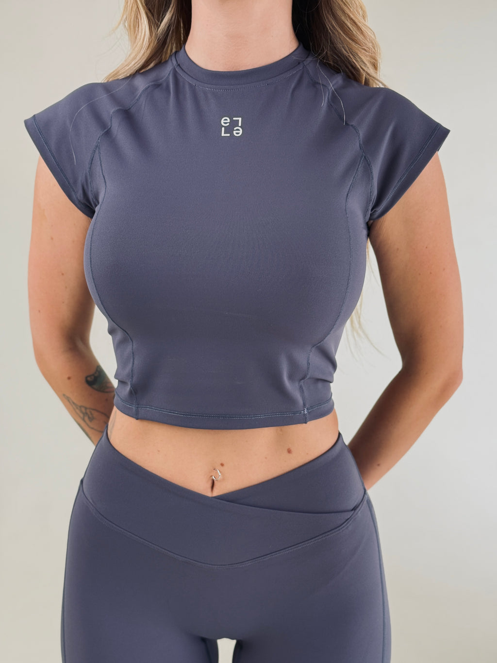 Top manica corta Eleganza Sportiva Blu Navy