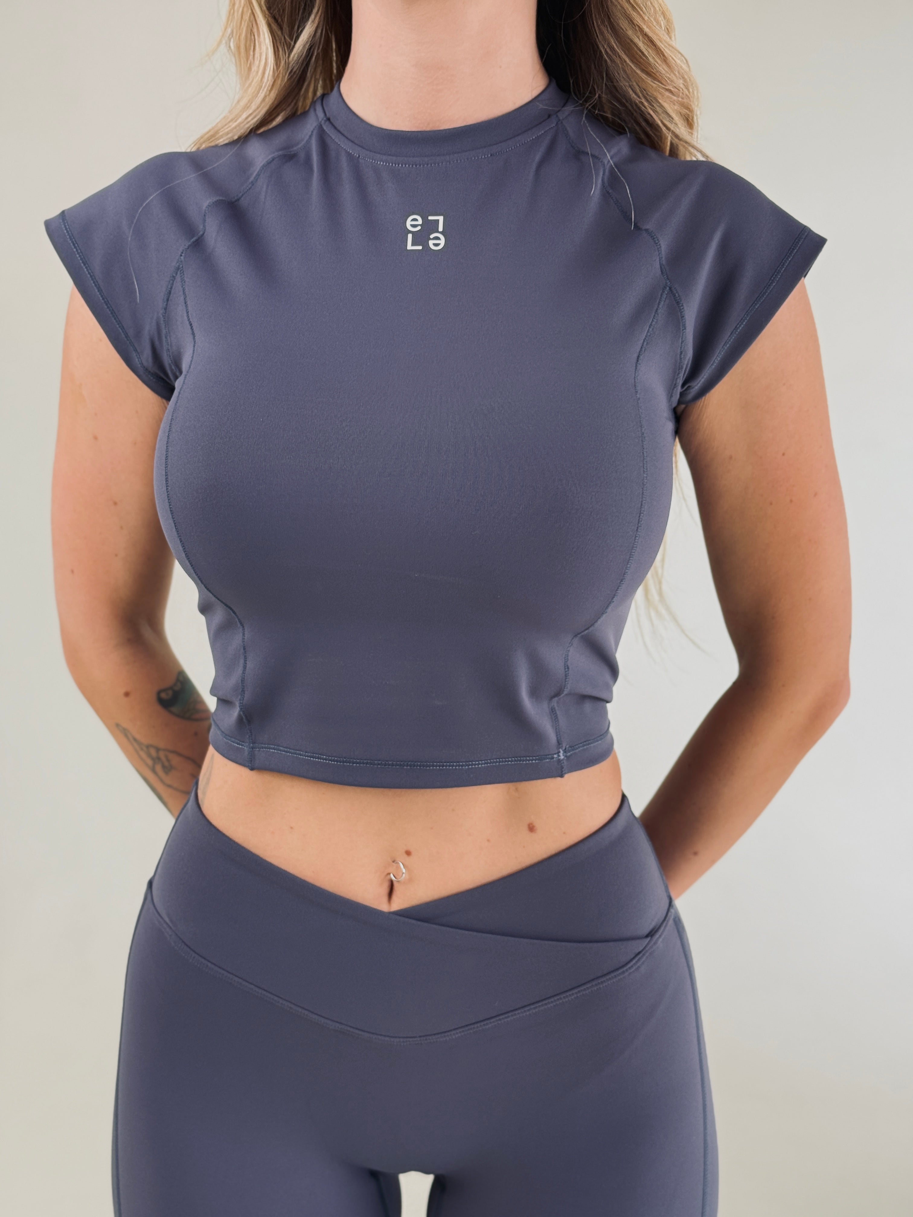 Top manica corta Eleganza Sportiva Blu Navy