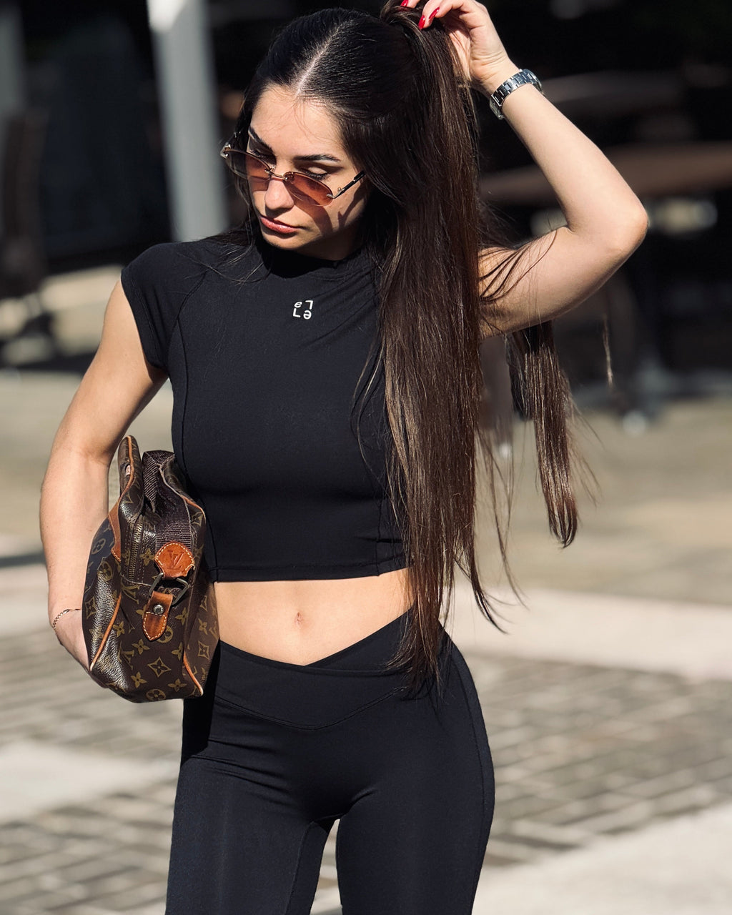 Top manica corta Eleganza Sportiva Nero