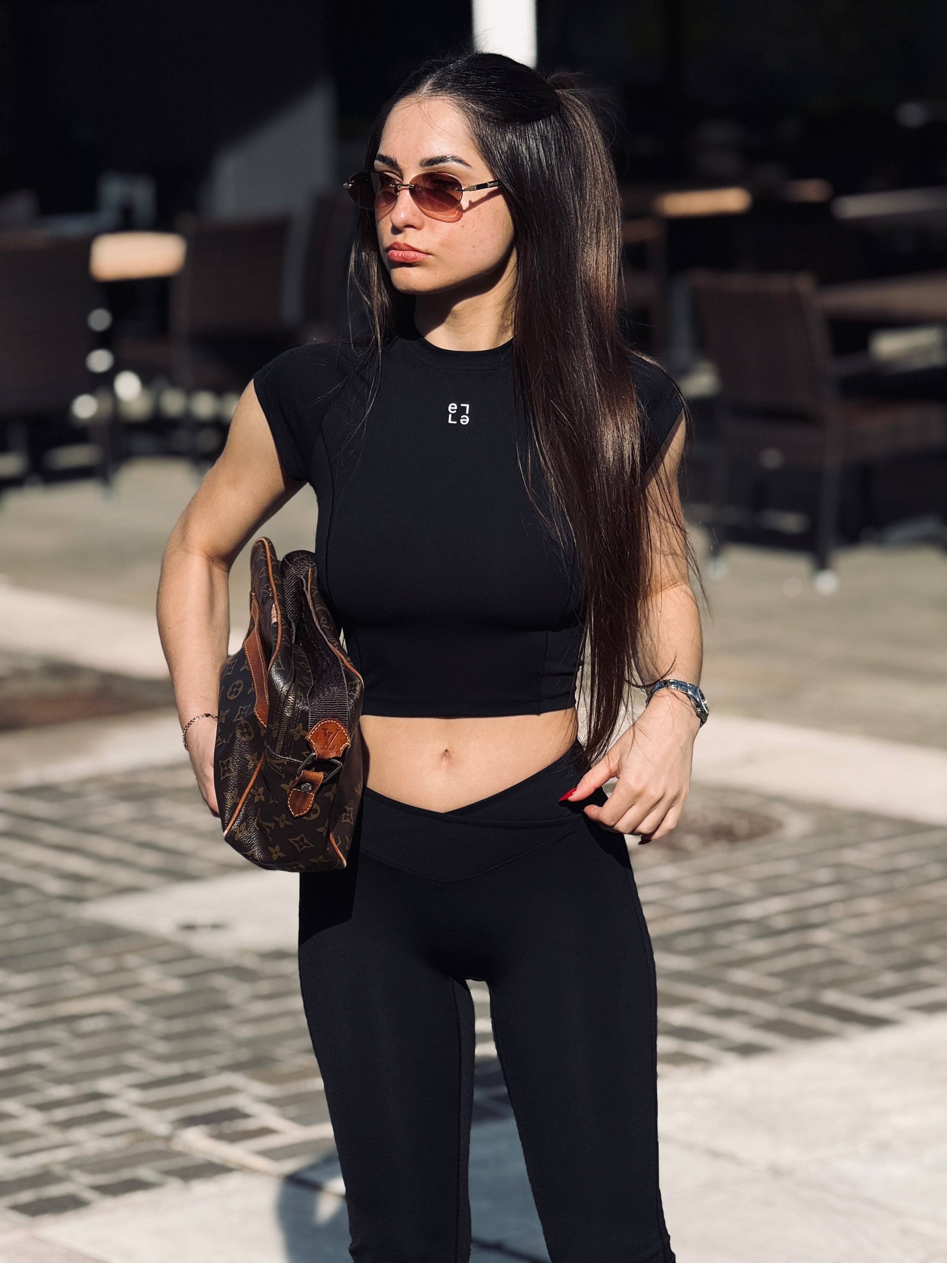 Top manica corta Eleganza Sportiva Nero